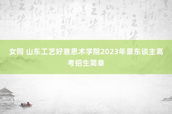 女同 山东工艺好意思术学院2023年景东谈主高考招生简章