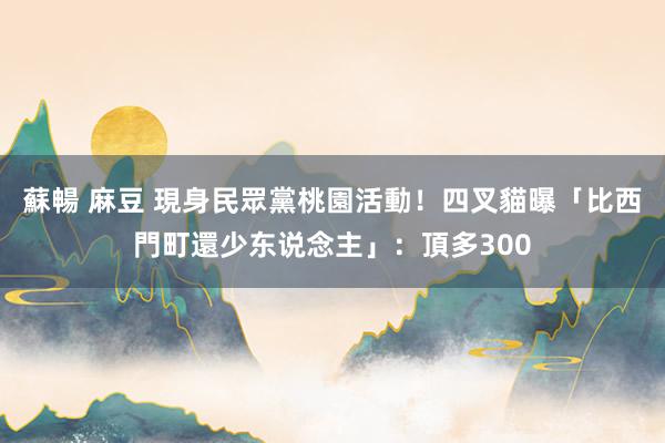 蘇暢 麻豆 現身民眾黨桃園活動！四叉貓曝「比西門町還少东说念主」：頂多300